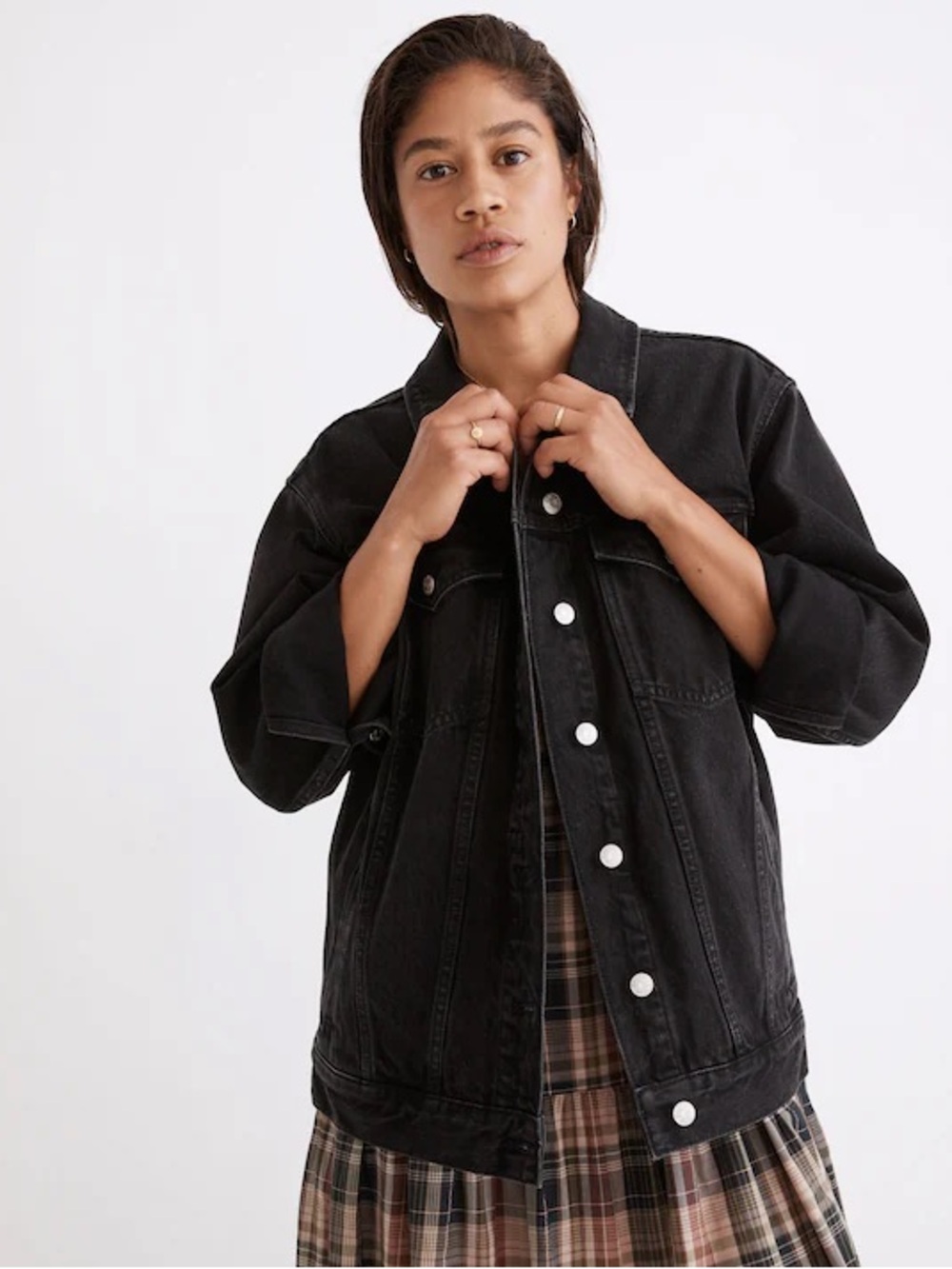Madewell The Oversized Trucker Jean Jacket Washed Black XL Denim Cotton